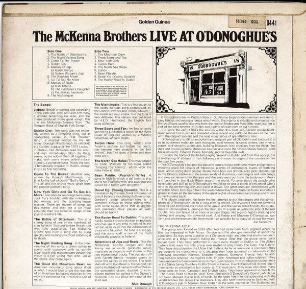 The McKenna Brothers : Live At O'Donoghue's (LP, Album)