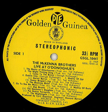 The McKenna Brothers : Live At O'Donoghue's (LP, Album)