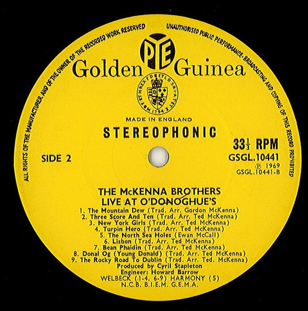 The McKenna Brothers : Live At O'Donoghue's (LP, Album)