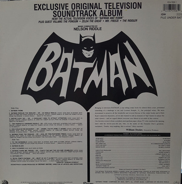 Nelson Riddle : Batman (Exclusive Original Television Soundtrack Album) (LP, Album, RE)