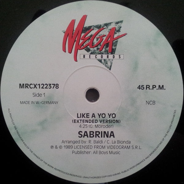 Sabrina : Like A Yo-Yo (12")