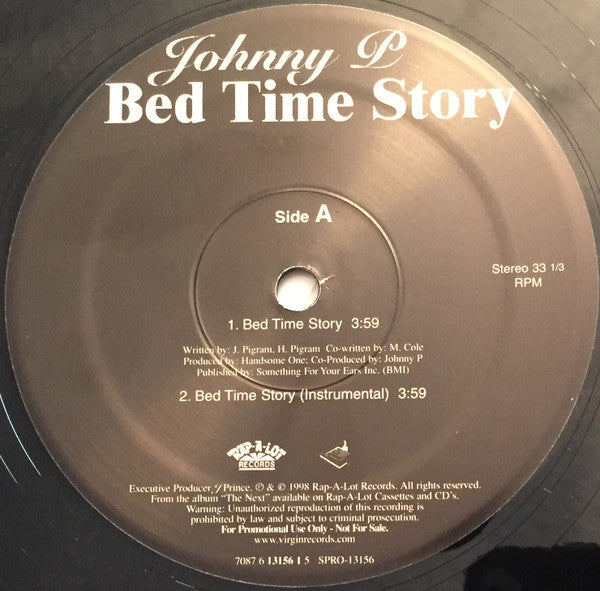 Johnny P. : Bed Time Story (12", Single, Promo)