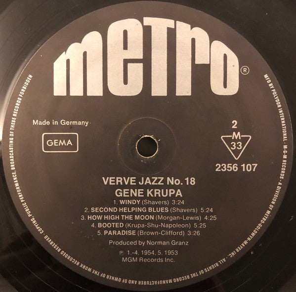 Gene Krupa : Verve Jazz No.18 (LP, Comp)