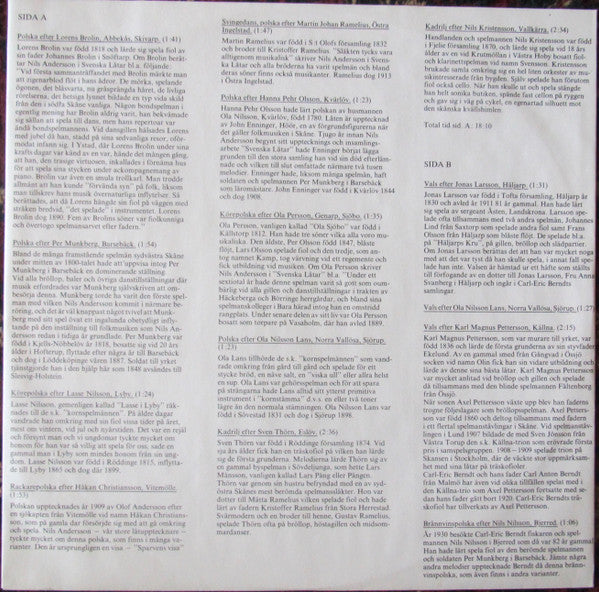 Carl Eric Berndt : Skåne-låtar På Träskofiol Spelade Av Carl-Eric Berndt (LP, Album)