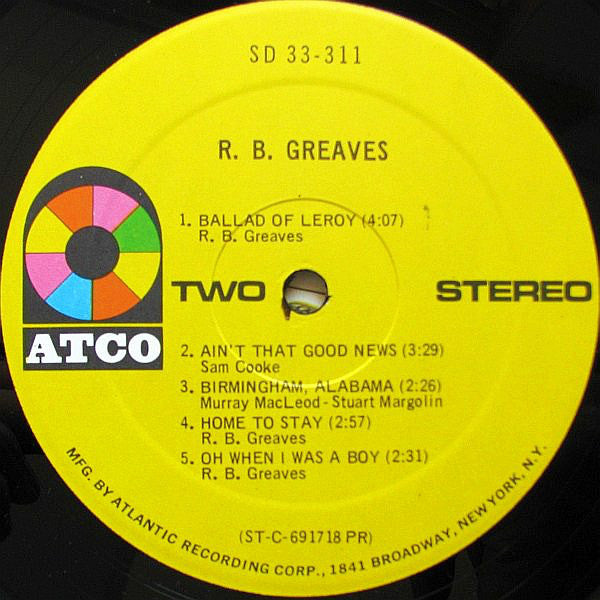 R.B. Greaves : R.B. Greaves (LP, Album, PR )