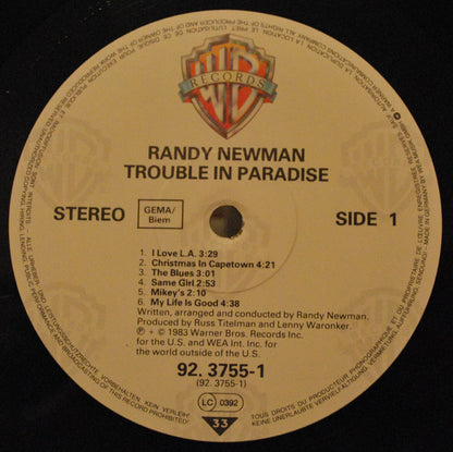 Randy Newman : Trouble In Paradise (LP, Album)