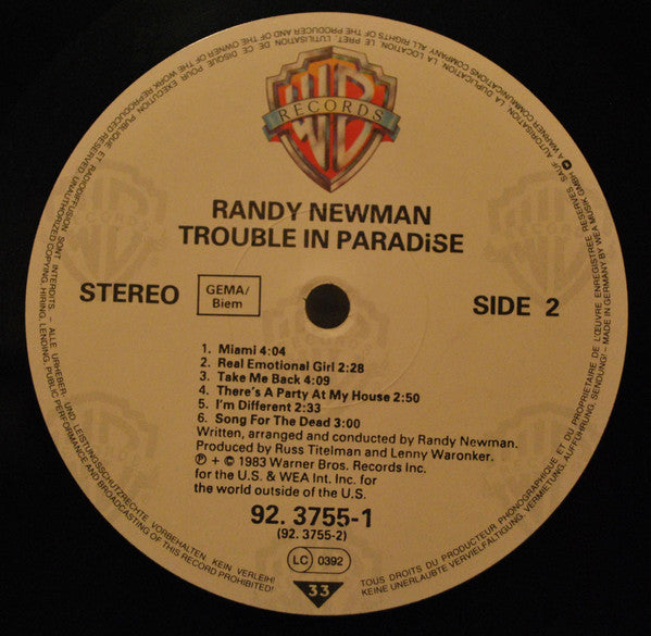 Randy Newman : Trouble In Paradise (LP, Album)