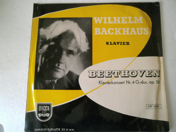 Wilhelm Backhaus, Ludwig van Beethoven : Klavierkonzert Nr. 4 G-dur, Op. 58 (LP, Album, Mono)