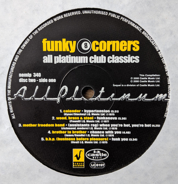 Various : Funky 8 Corners (All Platinum Club Classics) (2xLP, Comp)