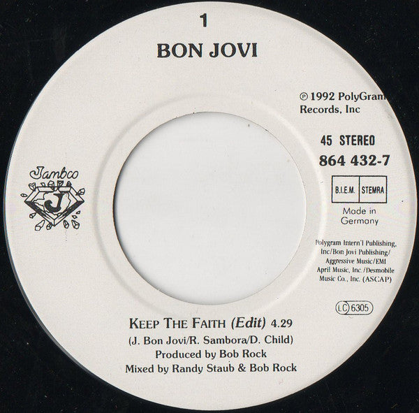 Bon Jovi : Keep The Faith (7", Single)