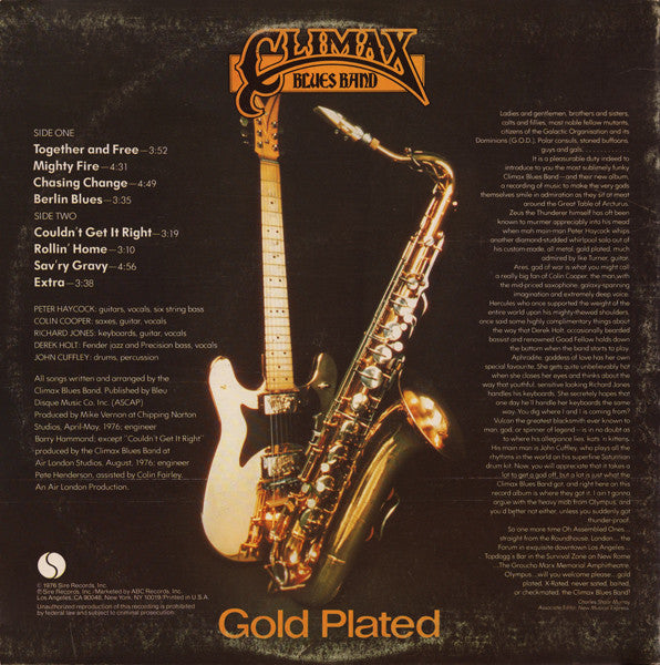 Climax Blues Band : Gold Plated (LP, Album, San)