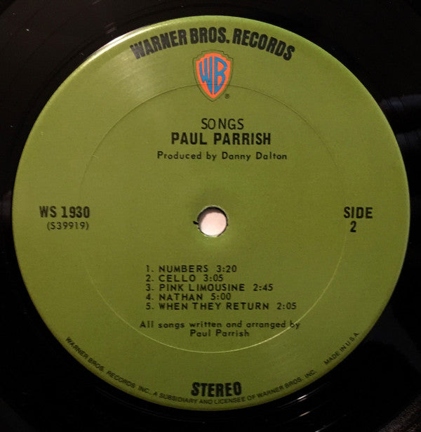 Paul Parrish : Songs (LP, Album)