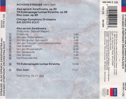 Richard Strauss - Georg Solti, Chicago Symphony Orchestra : Also Sprach Zarathustra / Don Juan / Till Eulenspiegel (CD, RE, RM)