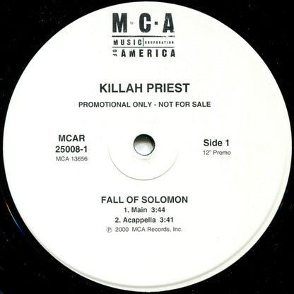 Killah Priest : Fall Of Solomon (12", Pro)
