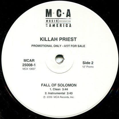Killah Priest : Fall Of Solomon (12", Pro)
