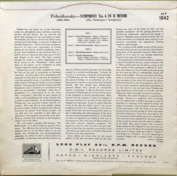 Pyotr Ilyich Tchaikovsky - Guido Cantelli, Philharmonia Orchestra : Symphony No.6 In B Minor "Pathétique" (LP, Mono)