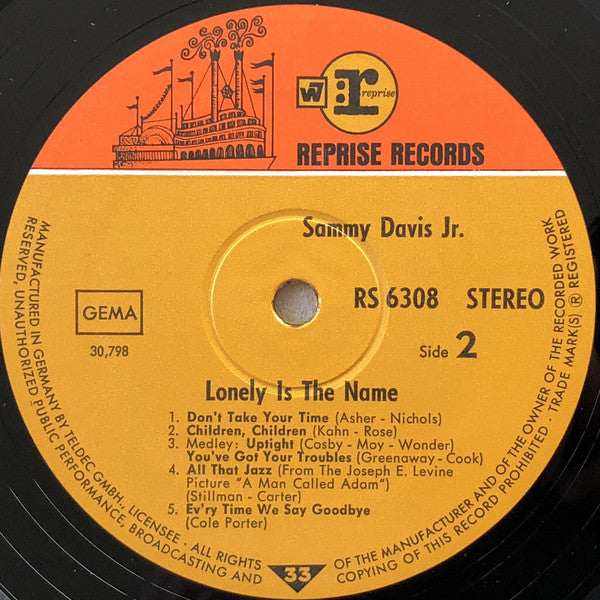 Sammy Davis Jr. : Lonely Is The Name (LP, Album)