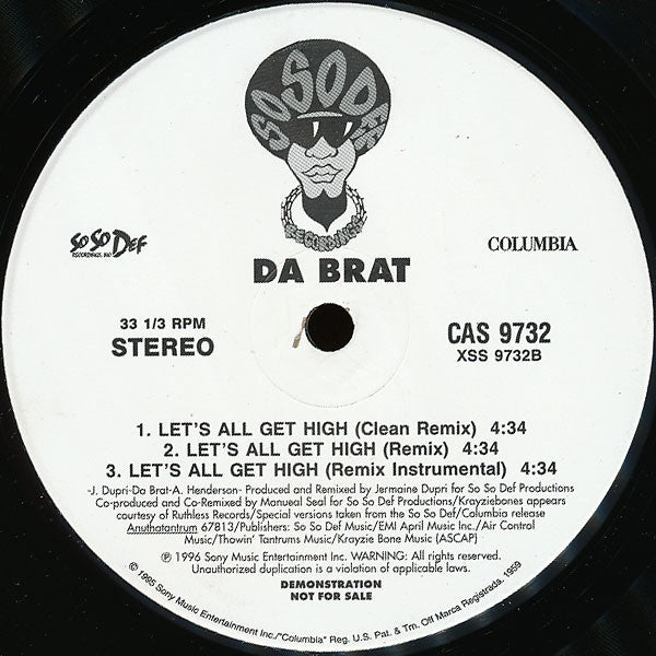 Da Brat : Keepin' It Live / Let's All Get High (12", Promo)