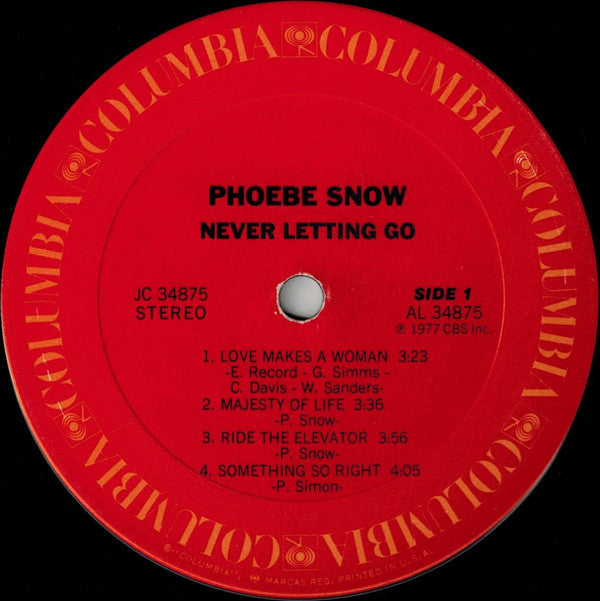 Phoebe Snow : Never Letting Go (LP, Album, San)