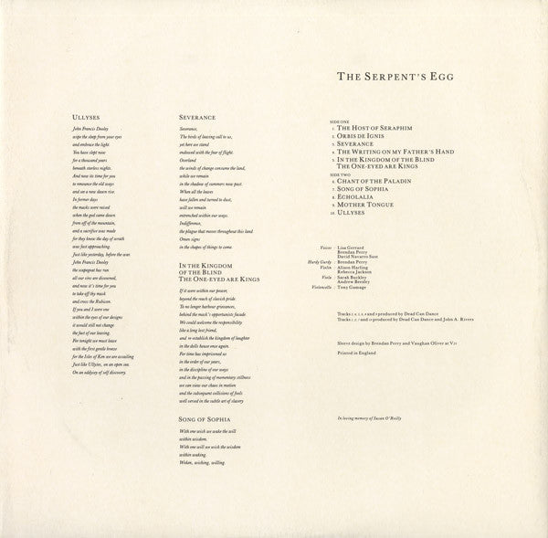 Dead Can Dance : The Serpent's Egg (LP, Album)