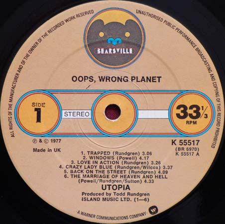 Utopia (5) : Oops! Wrong Planet (LP, Album)