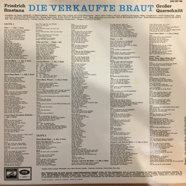 Bedřich Smetana, Pilar Lorengar, Gottlob Frick, Fritz Wunderlich, RIAS-Kammerchor, Bamberger Symphoniker, Rudolf Kempe : Die Verkaufte Braut (Großer Querschnitt) (LP)