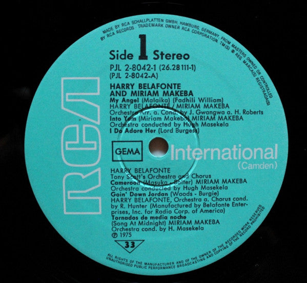 Harry Belafonte & Miriam Makeba : Harry Belafonte & Miriam Makeba (2xLP, Album, Comp)
