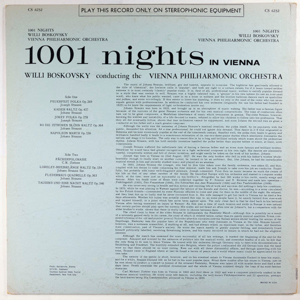 Willi Boskovsky, Wiener Philharmoniker : Thousand And One Nights In Vienna (LP, Blu)