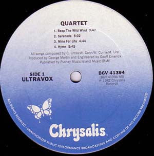 Ultravox : Quartet (LP, Album, Car)