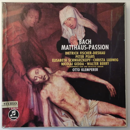 Johann Sebastian Bach - Dietrich Fischer-Dieskau, Peter Pears, Elisabeth Schwarzkopf, Christa Ludwig, Nicolai Gedda, Walter Berry, Philharmonia Chorus Und Philharmonia Orchestra, Otto Klemperer : Matthäus-Passion (Box + 4xLP, RE)