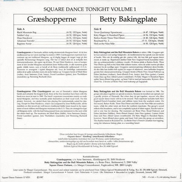 Græshopperne, Betty Baking Plate & the Bull Mountain Bakers : Square Dance Tonight Vol. 1 (LP, Album)