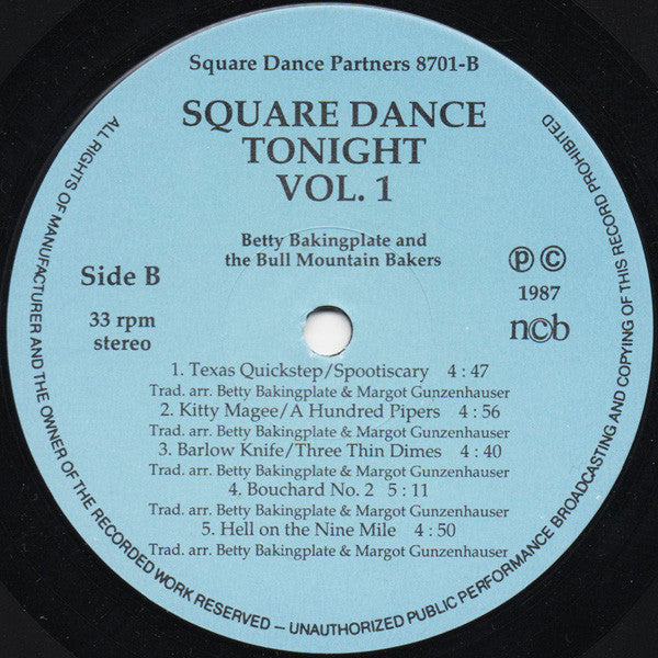 Græshopperne, Betty Baking Plate & the Bull Mountain Bakers : Square Dance Tonight Vol. 1 (LP, Album)