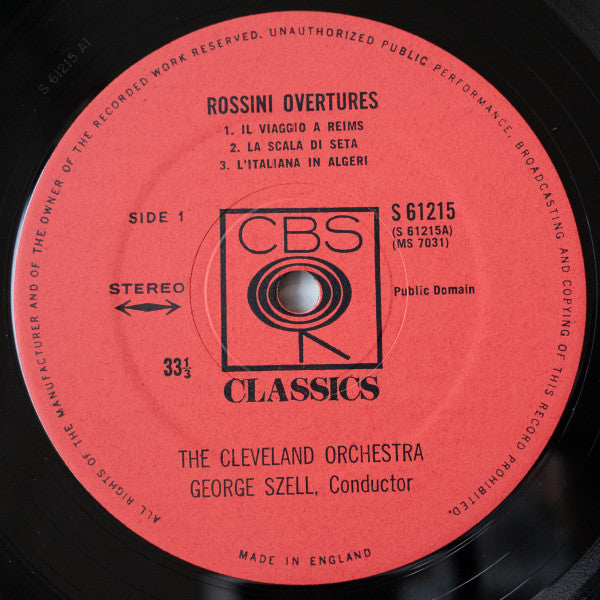 Gioacchino Rossini - George Szell / The Cleveland Orchestra : Rossini Overtures (LP, Album)