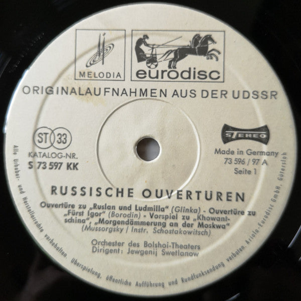 Mikhail Ivanovich Glinka, Alexander Borodin, Modest Mussorgsky, Nikolai Rimsky-Korsakov, Evgeni Svetlanov, Bolshoi Theatre Orchestra : Russische Ouvertüren (LP, Comp)