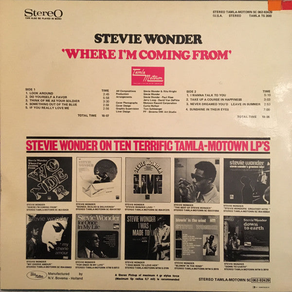 Stevie Wonder : Where I'm Coming From (LP, Album)