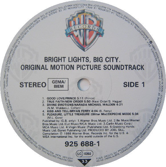 Various : Bright Lights, Big City (Original Motion Picture Soundtrack) (LP, Comp)