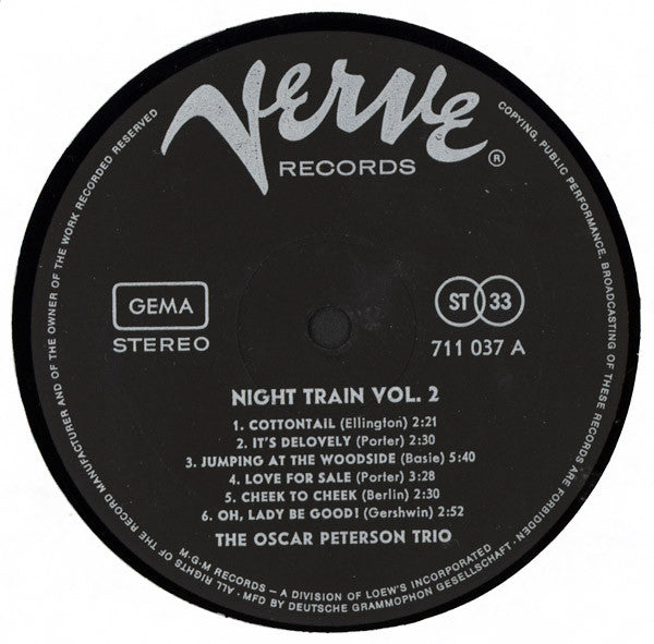 The Oscar Peterson Trio : Night Train Vol. 2 (LP, Comp)