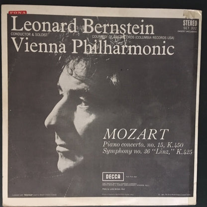 Leonard Bernstein / Wiener Philharmoniker / Wolfgang Amadeus Mozart : Symphony No. 36 "Linz," K.425 / Piano Concerto. No. 15, K.450 (LP, Album, ED1)