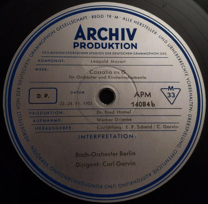 Leopold Mozart, Carl Gorvin, Bach-Orchester Berlin : Musikalische Schlittenfahrt / Cassatio Ex G (LP)