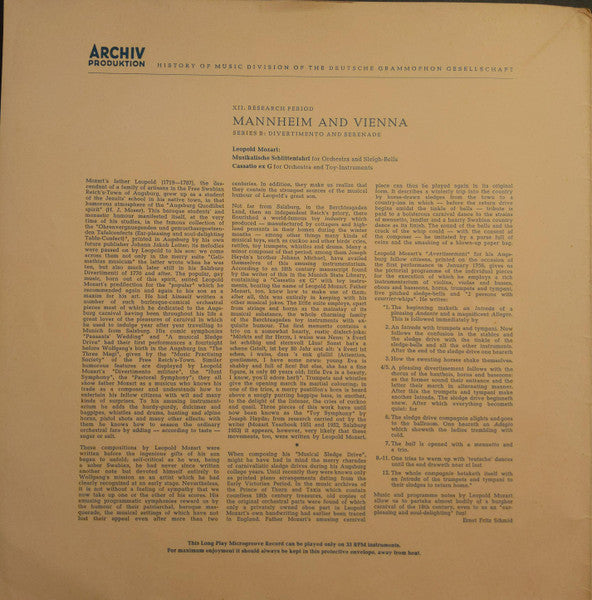 Leopold Mozart, Carl Gorvin, Bach-Orchester Berlin : Musikalische Schlittenfahrt / Cassatio Ex G (LP)