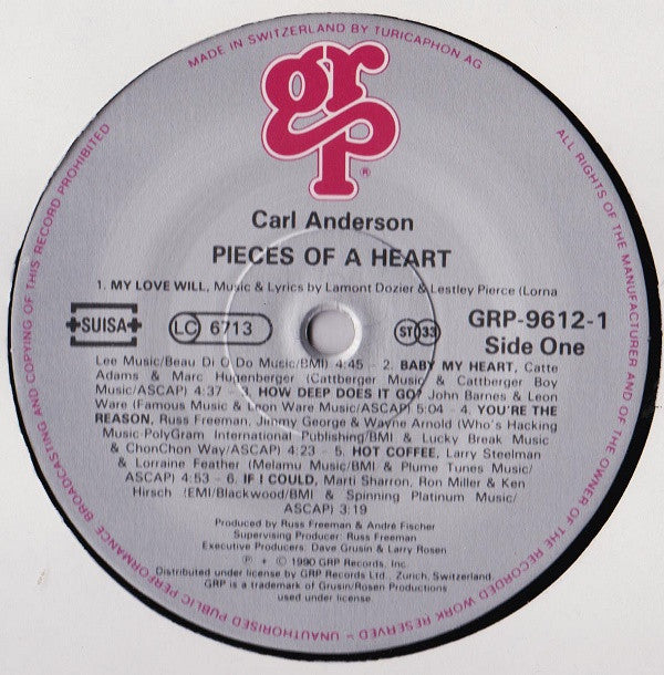 Carl Anderson : Pieces Of A Heart (LP, Album)