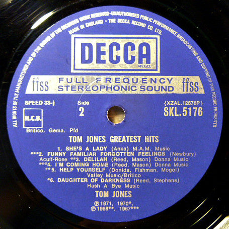 Tom Jones : Greatest Hits (LP, Comp)