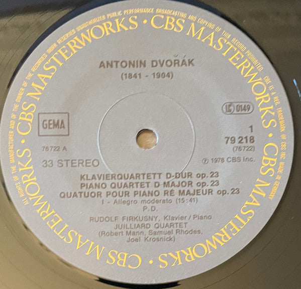 Antonín Dvořák, Rudolf Firkušný, Juilliard String Quartet : Piano Quartets, Opp. 23 & 87 (2xLP, Album)
