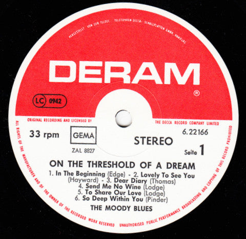 The Moody Blues : On The Threshold Of A Dream (LP, Album, RE)