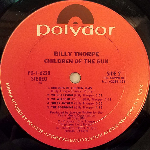 Billy Thorpe : Children Of The Sun (LP, Album, RE, San)