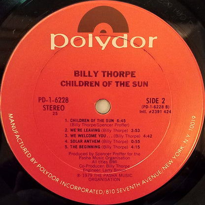 Billy Thorpe : Children Of The Sun (LP, Album, RE, San)