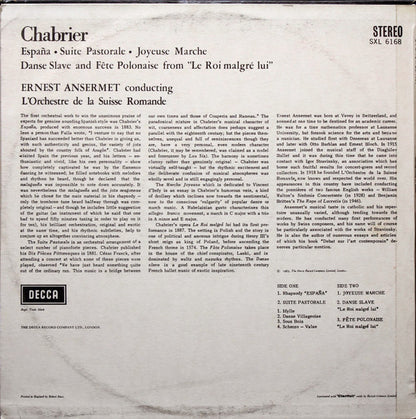 Emmanuel Chabrier, L'Orchestre De La Suisse Romande, Ernest Ansermet : Chabrier: España (LP, RP)