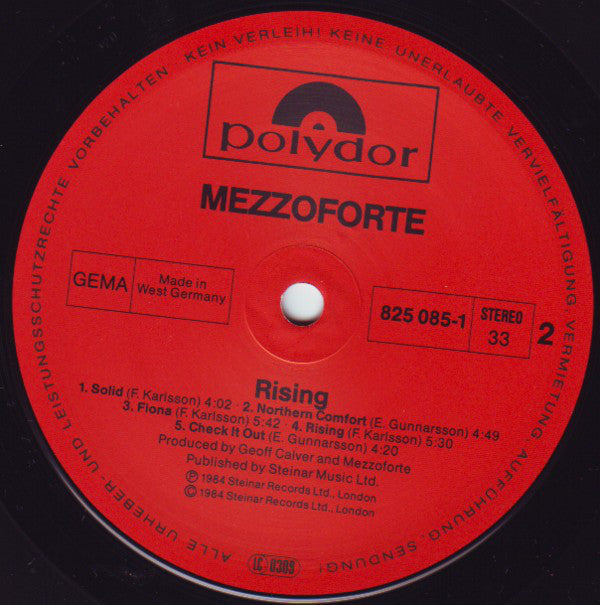 Mezzoforte : Rising (LP, Album)