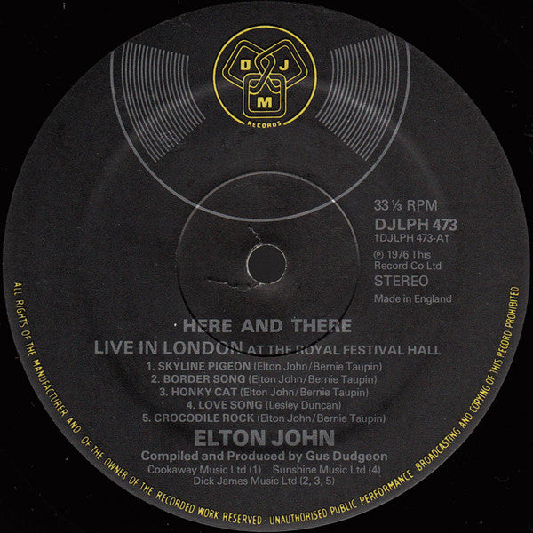 Elton John : Here And There (LP, Album)