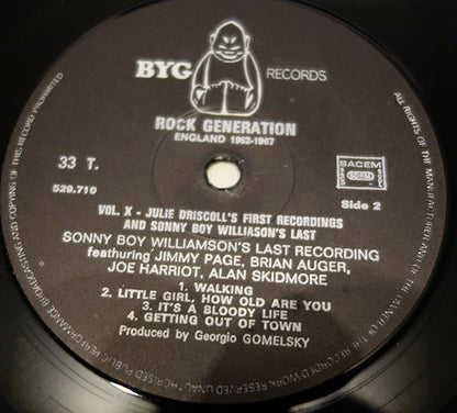 Julie Driscoll and Sonny Boy Williamson (2) : Rock Generation Vol. 10  Julie Driscoll, Jimmy Page, Sonny Boy Williamson (LP, Comp)